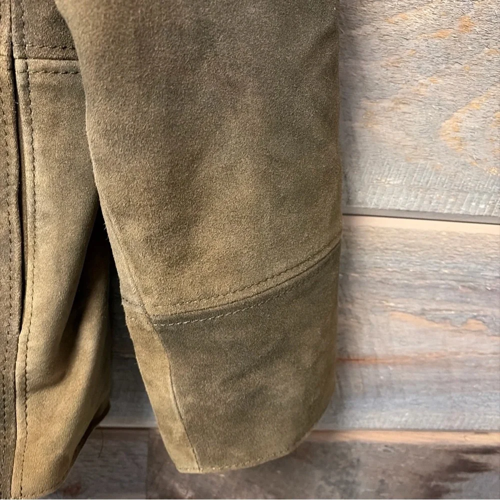 Vintage 2000s J Crew Suede Jacket Mens Size L Brown Brushed Soft Distressed Zip